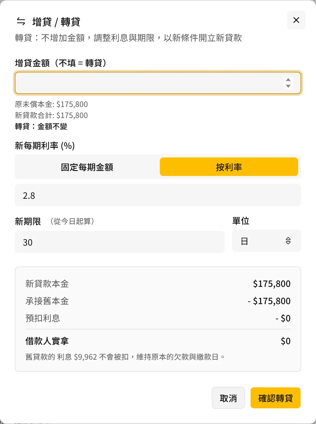 增貸預覽